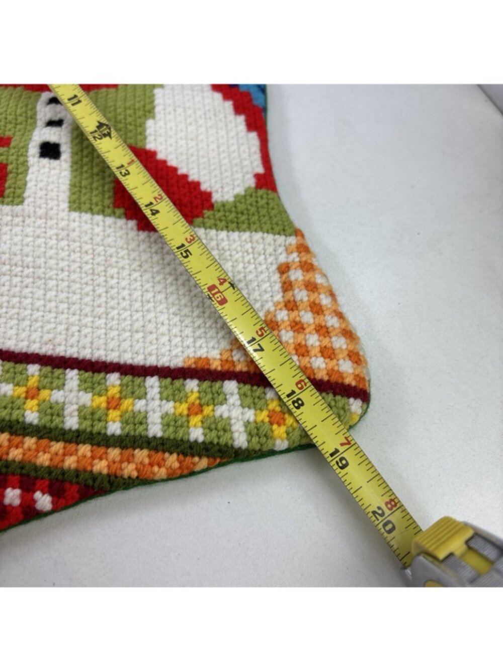 Vintage Needlepoint Christmas Snowman Stocking 19” Lined - Picture 5 of 7